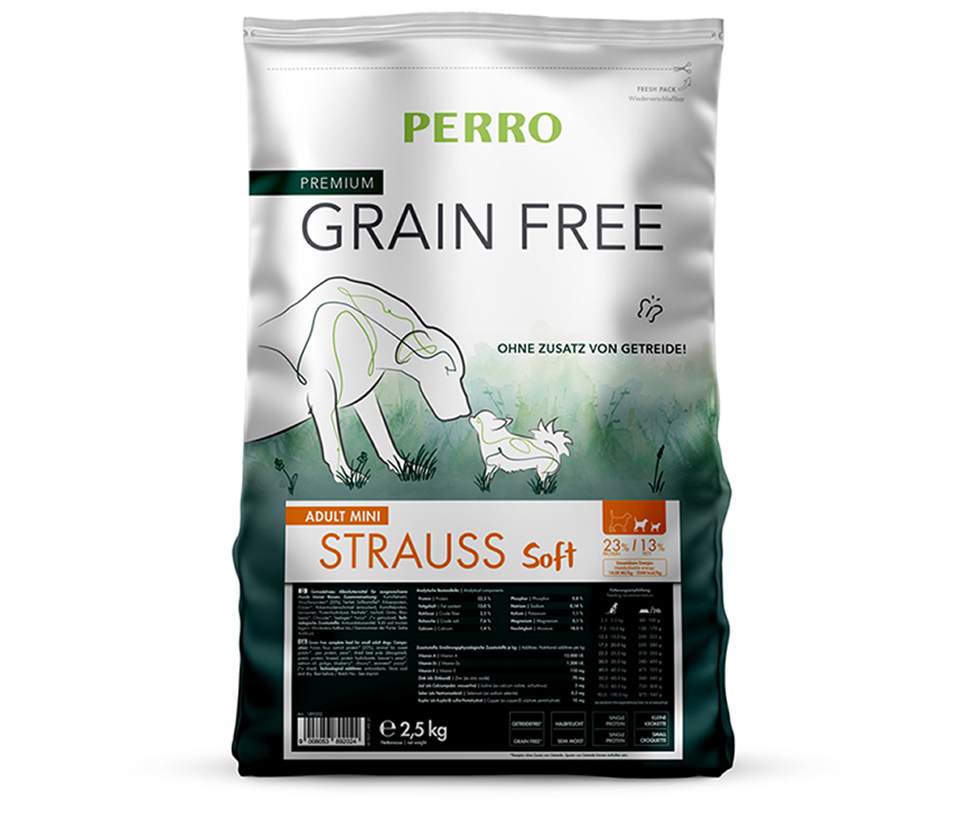 PERRO Grain Free Adult Mini Strauß Soft 2,5 kg